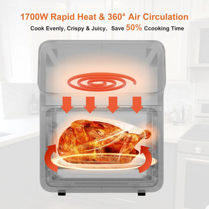 Freidora De Aire Horno De Convección De 12QT Con Multifunción 10 En 1, Ventana Visible Y Pantalla Táctil, Negro