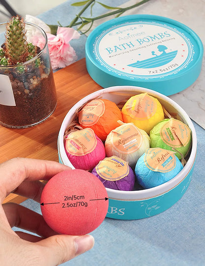 Bath Bombs Set, 7 Natural Spa Bubble Bath Salts, Self Care Gifts Fizzy Suit, Perfect Easter Birthday Mother'S Day Gift for Women Men Kids